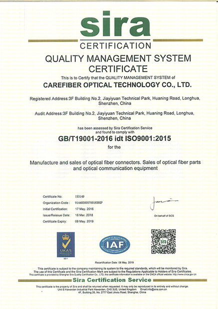 China Carefiber Optical Technology (Shenzhen) Co., Ltd. certificaten